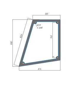 Стекло дверное верхнее кабины Уралец 250/254/300/304