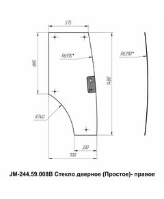 Стекло дверное правое кабинное JM-244 Kmg (Простое)