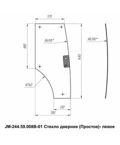 Стекло дверное левое кабинное JM-244 Kmg (Простое)