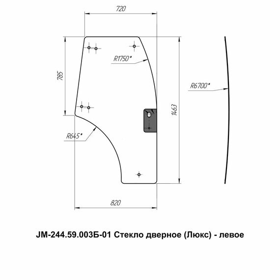 Стекло дверное левое кабинное JM-244 Kpl (Люкс)/JM-354