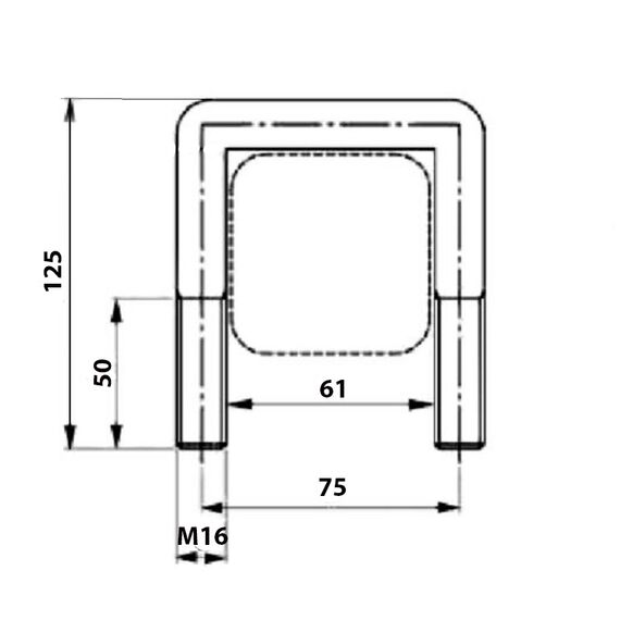 Скоба П-образная (Стремянка) М16 75х125 для Почвофрезы 1GQN, ямобура Скоба П-образная (Стремянка) М16 75х125 для Почвофрезы 1GQN, ямобура