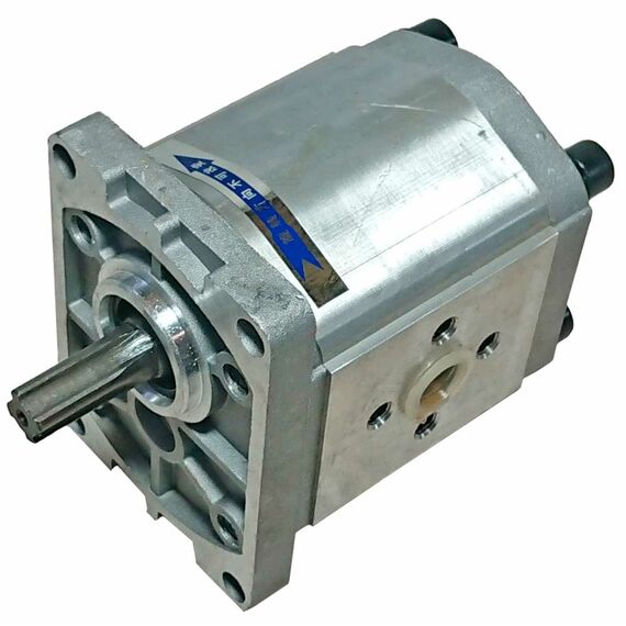 Насос шестеренчатый НШ левый CBN-E320 (шлицевой привод, с площадкой, выходы под 180°)															