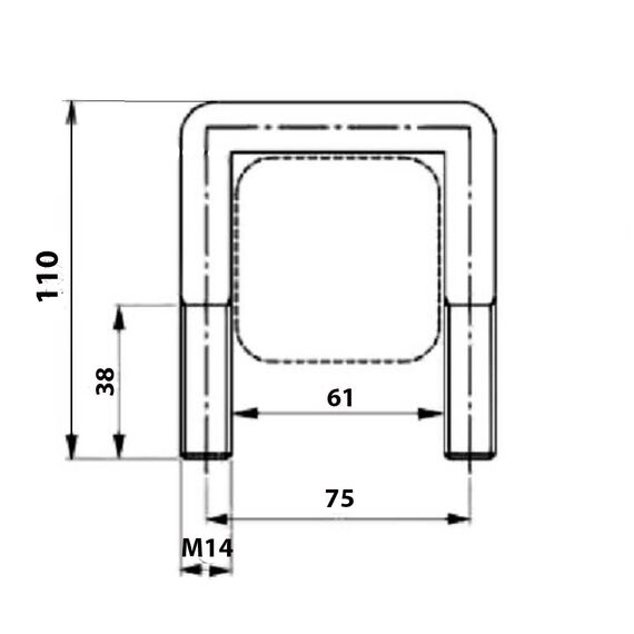 Скоба П-образная (Стремянка) М14 75х115 для Почвофрезы 1GQN 120/140/150/160 Красн.